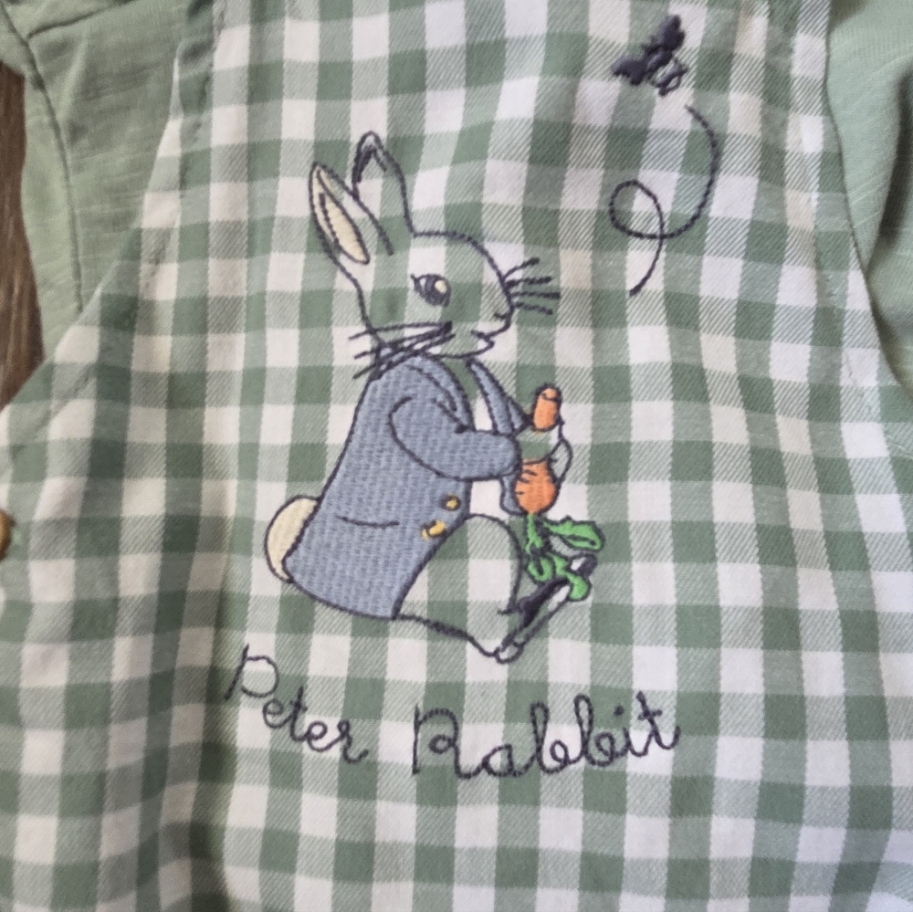 M&S Peter Rabbit Green Gingham Baby Matching Set - Picture 4 of 8